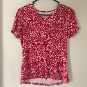 Laura Scott Red Patterned Short Sleeve T-Shirt